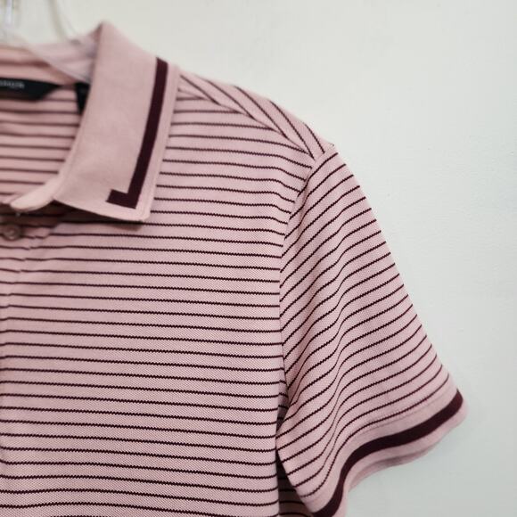Radmor dusty rose striped short sleeve golf polo woman's size medium - Picture 7 of 8